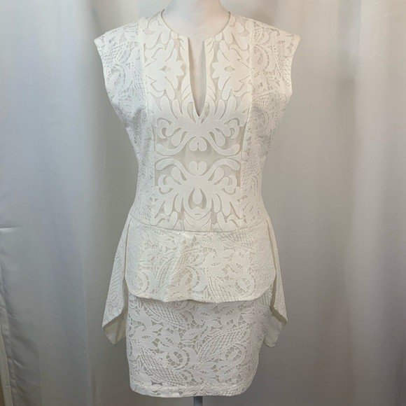 BCBGMAXAZRIA Isabel Lace Side Draped Peplum Mini Dress- NWT- 2 - Picture 3 of 16